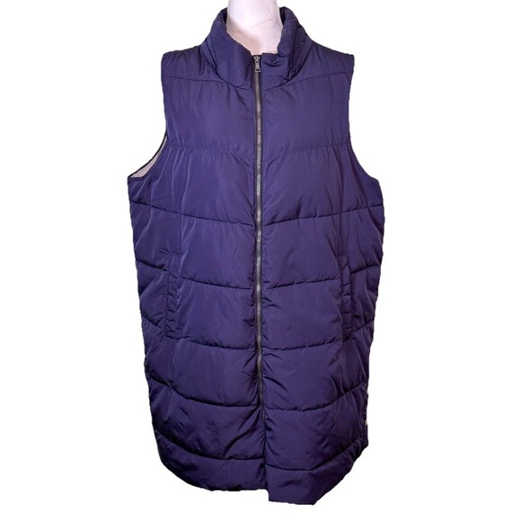 Women's Navy Longline Quilted Puffer Vest Outerwear Casual Missing Hood Size XL - Picture 1 of 10